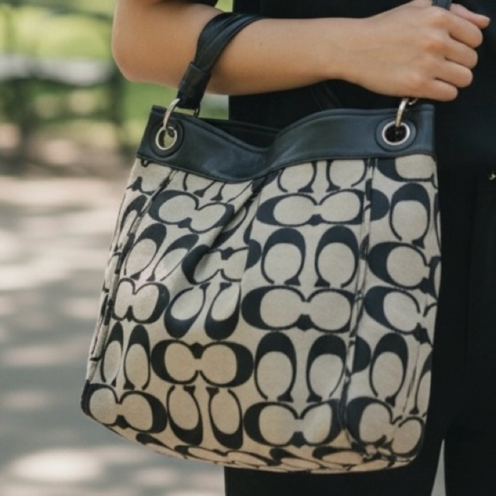 Coach Black and Gray Signature Bag